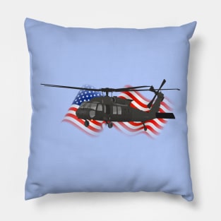 Patriotic Black Hawk UH-60 Military Helicopter Pillow