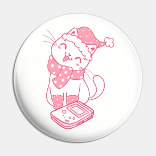 Kawaii pink kitty cat with retro gameboy Pin