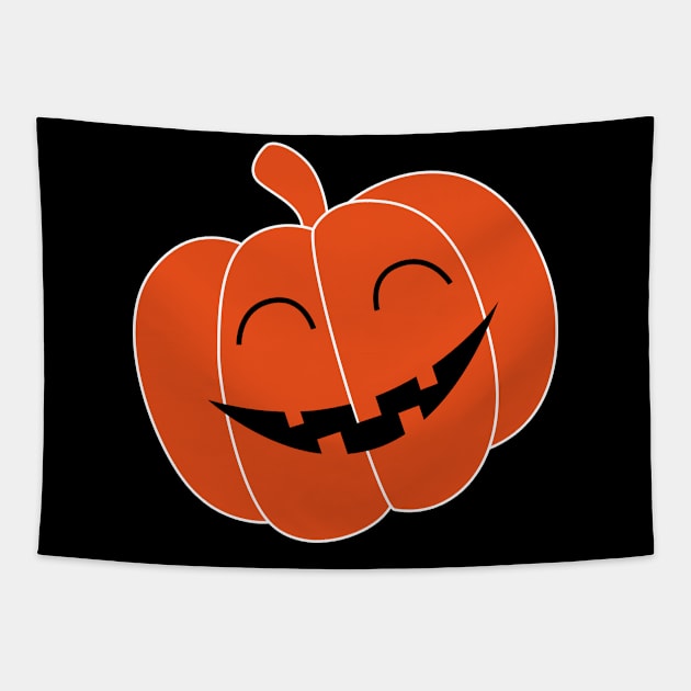 Halloween costume smiling pumpkin face Tapestry by The Green Path