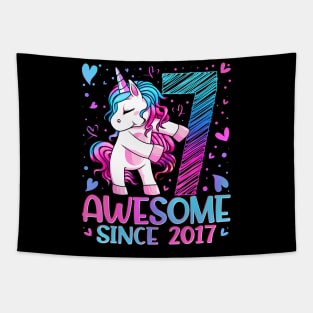 Years Old Flossing Unicorn 7th Birthday Girl Party Tapestry