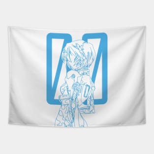 Rei Ayanami Continuous Line Artwork Tapestry