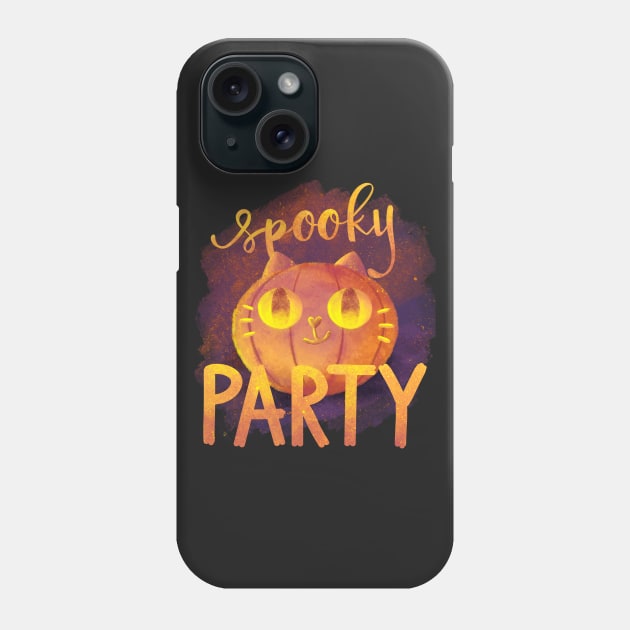 Spooky Party - Halloween Pumpkin cat Phone Case by Flower-Cocktails