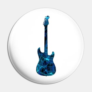 Blue Flame Guitar Silhouette on Black Pin