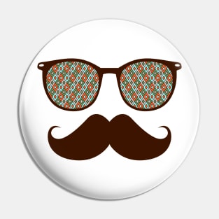 Hipster Glasses And Mustache Pin