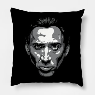 Nicolas Cage greyscale Pillow