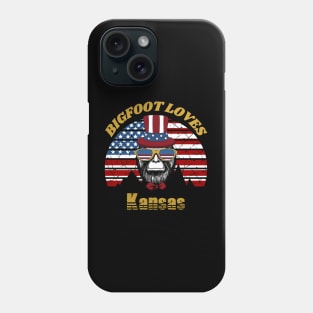 Bigfoot loves America and Kansas Phone Case