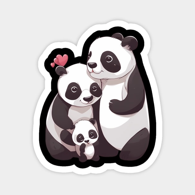 Panda Family Magnet by animegirlnft