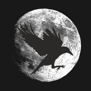 Flying Raven Crow - Full Moon Silhouette 2 T-Shirt