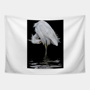 Snowy Egret Preening Tapestry