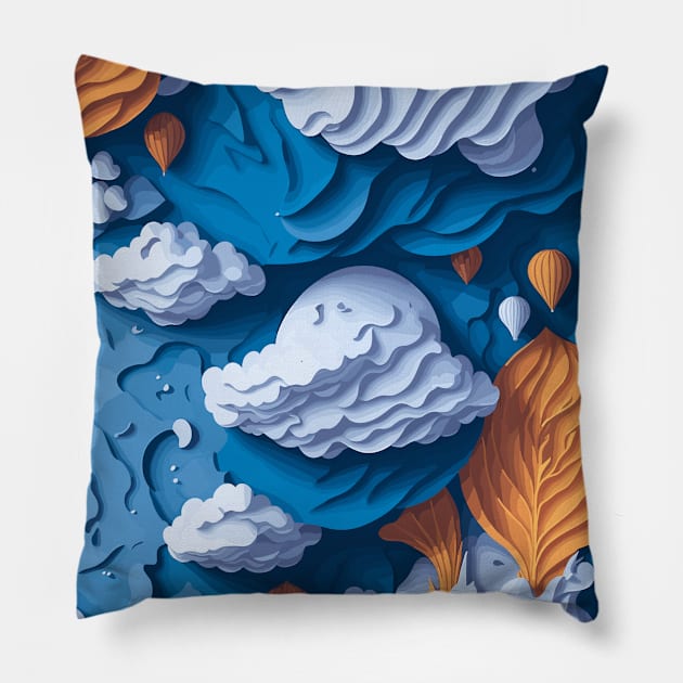 3D Clouds Quilled Paper Design Pillow by IDesign23