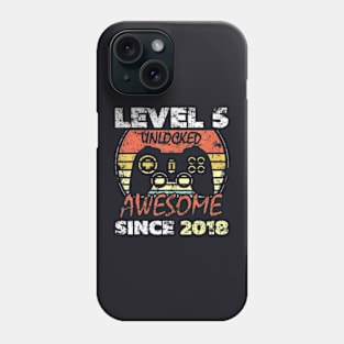 Level 5 Unlocked Awesome Since 2018 5Th Birthday Gaming Phone Case