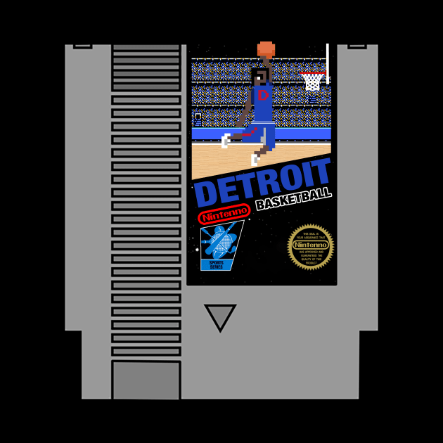 Detroit Basketball 8 bit pixel art cartridge design by MulletHappens