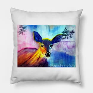 Lone deer in Tundra forest Pillow