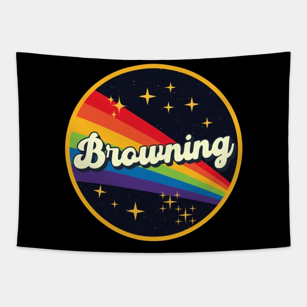 Browning // Rainbow In Space Vintage Style Tapestry by LMW Art