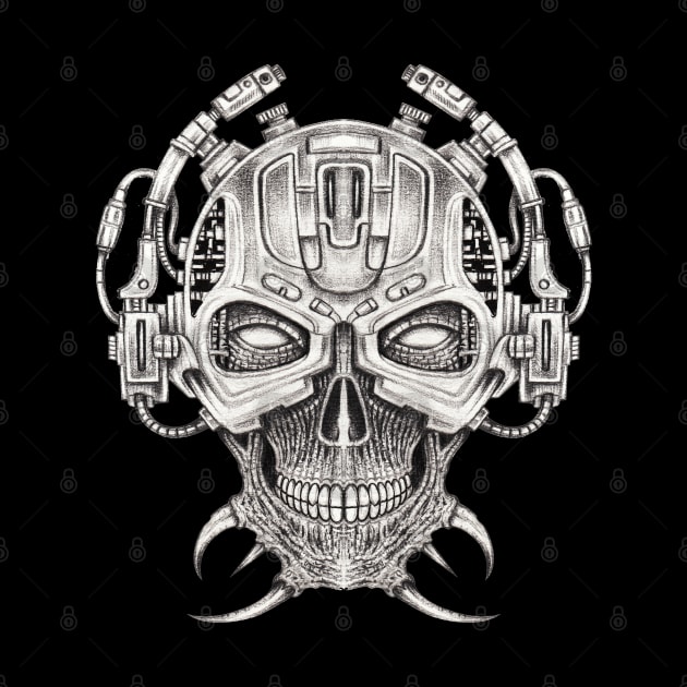 Skull headphones cyberpunk futuristic. by Jiewsurreal