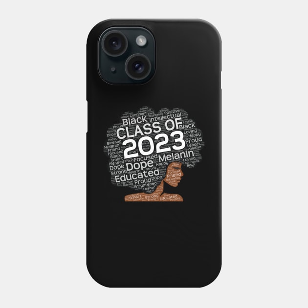 Class of 2023 Black Woman Afro Phone Case by blackartmattersshop