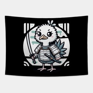 Kawaii Samurai Animal Ostrich with Katana Cute Tapestry