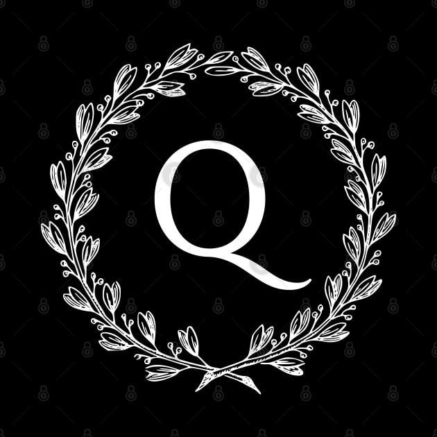 Beautiful Letter Q Alphabet Initial Monogram Wreath by anonopinion