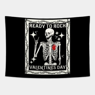 Kids Ready To Rock Valentines Day Valentines Day Funny Skeleton Tapestry