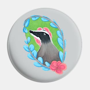 Floral Badger (GB) Pin