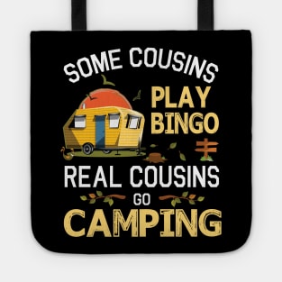 Some Cousins Play Bingo Real Cousins Go Camping Happy Summer Camper Gamer Vintage Retro Tote