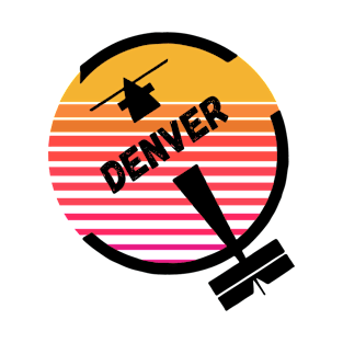 DEN Denver Airport, Colorado, USA - Retro Vintage Sunset Plane Flight Travel Destination Design T-Shirt