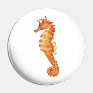 Cute watercolor orange seahorse Pin