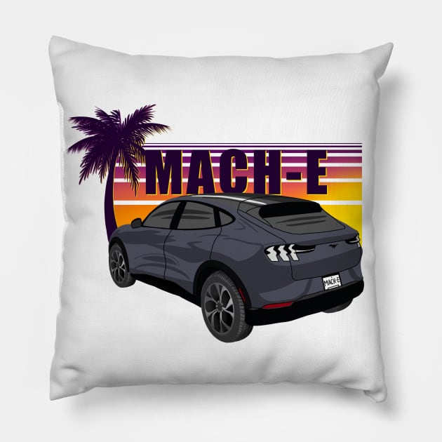 Sunset Mach-E in Carbonized Gray Pillow by zealology