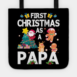 First Christmas As A Papa Merry Xmas Noel Day Grandpa Tote