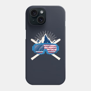 USA Ski Skiing America American Flag Patriotic Phone Case