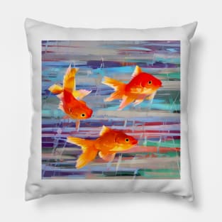 Playful Goldfish Abstract Pillow