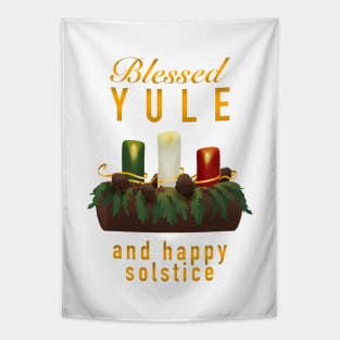 Blessed Yule and Happy Solstice Tapestry