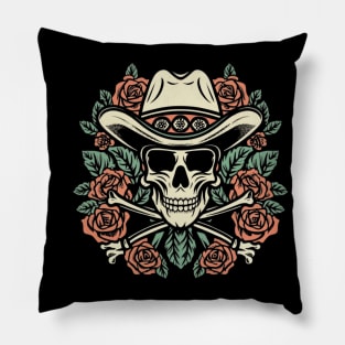 Cowboy Skull tattoo art Pillow