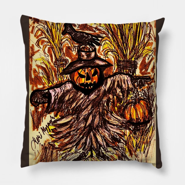 Stay away from the Pumpkin Head Pillow by TheArtQueenOfMichigan 