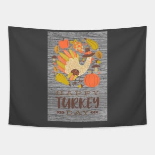 Happy Turkey Day - Festive Season Greeting Tapestry