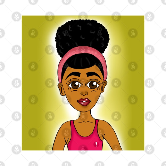 cute black girl digital art with afro by Spinkly Creations 