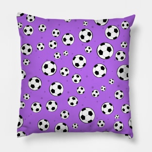 Football / Soccer Ball Seamless Pattern - Purple Background Pillow