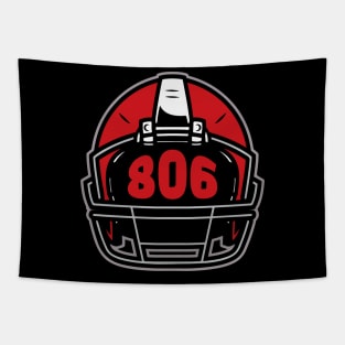 Retro Football Helmet 806 Area Code Lubbock, Texas Tapestry