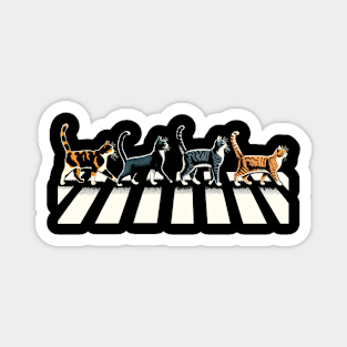 Retro Cat Rock Music Gifts Funny Cat Magnet