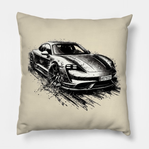 Porsche Taycan Pillow by Vehicles-Art