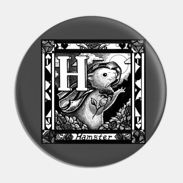 H is for Hamster Pin by Nat Ewert Art