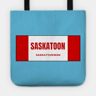 Saskatoon City in Canadian Flag Colors Tote