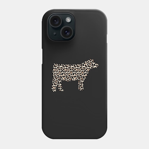 Cheetah Print Show Steer Silhouette  - NOT FOR RESALE WITHOUT PERMISSION Phone Case by l-oh
