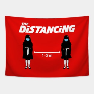 Funny Retro Horror Movie Social Distancing Quarantine Meme Tapestry