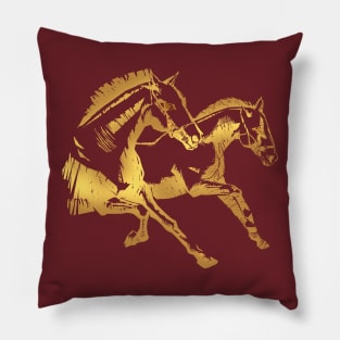 Two Horses Gold Pillow