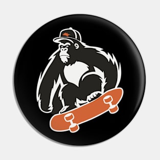 Skateboard Skateboarder Skater Gorilla Monkey Animal Pin