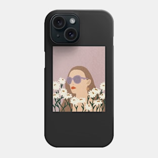 Girl and white flowers Phone Case
