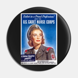 Retouched US Cadet Nurse Corps Recruitment Print for the United States Military Pin