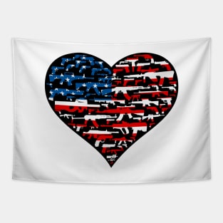 Heart shape made of guns, american flag Tapestry