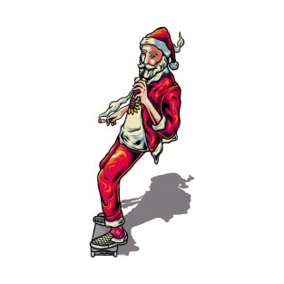 Christmas Skateboarding Santa T-Shirt